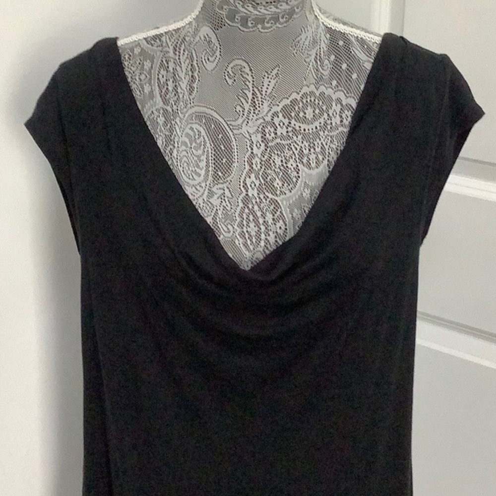 Nine West Black Ruched Ruffled Tunic, Size M - Picture 2 of 11